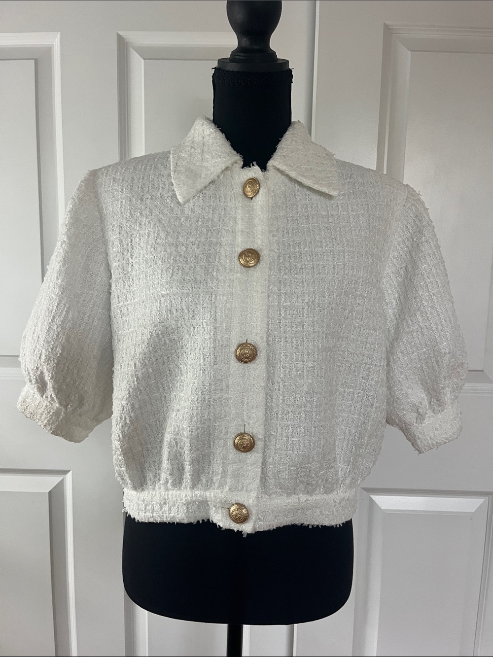 NWOT L'AGENCE “Cove” White Tweed Cropped Jacket - Picture 4 of 7